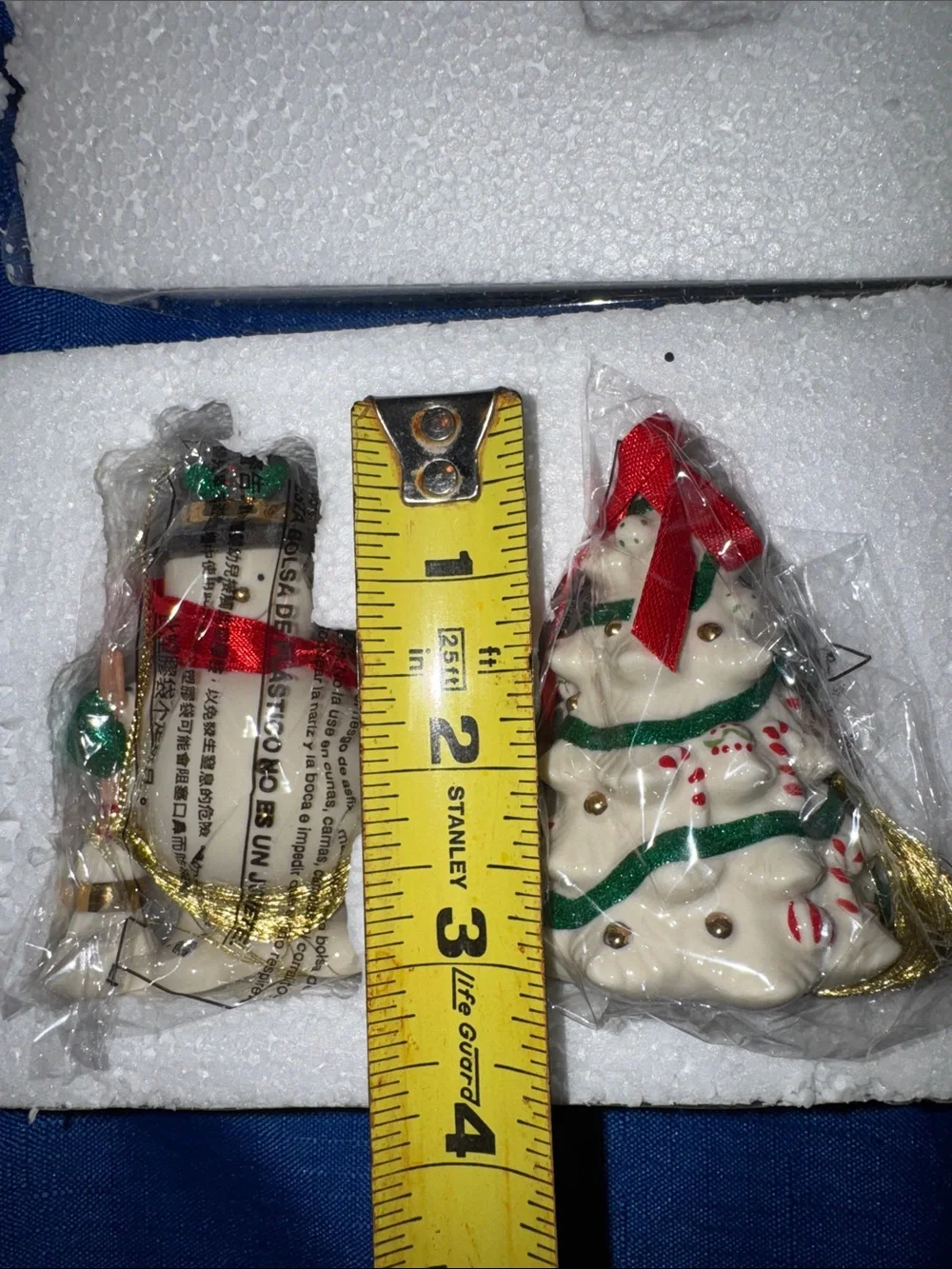 Lenox Holiday Ribbons Ornaments - Porcelain - Set of 2 - New in Box